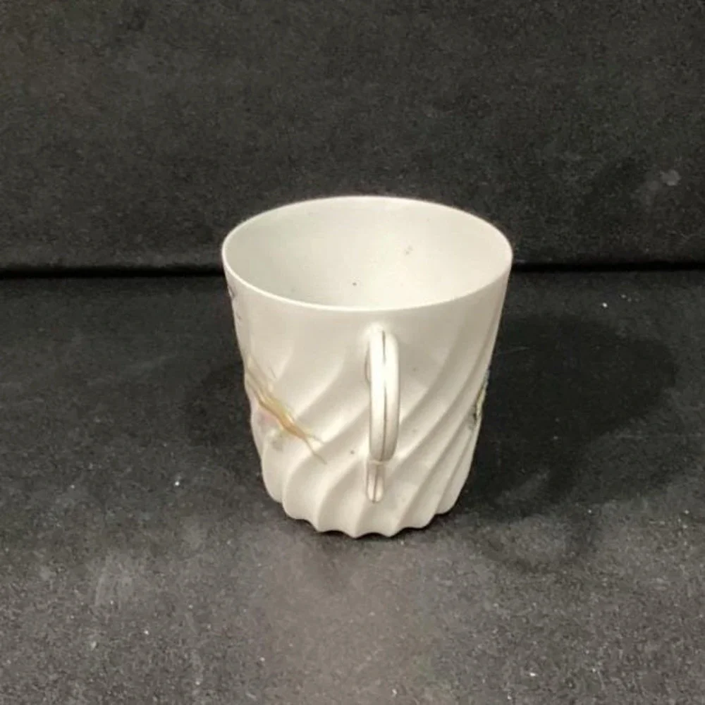 Haviland Limoges Meadow Visitors Demitasse Cup, Vtg Butterflies & Grasses Design